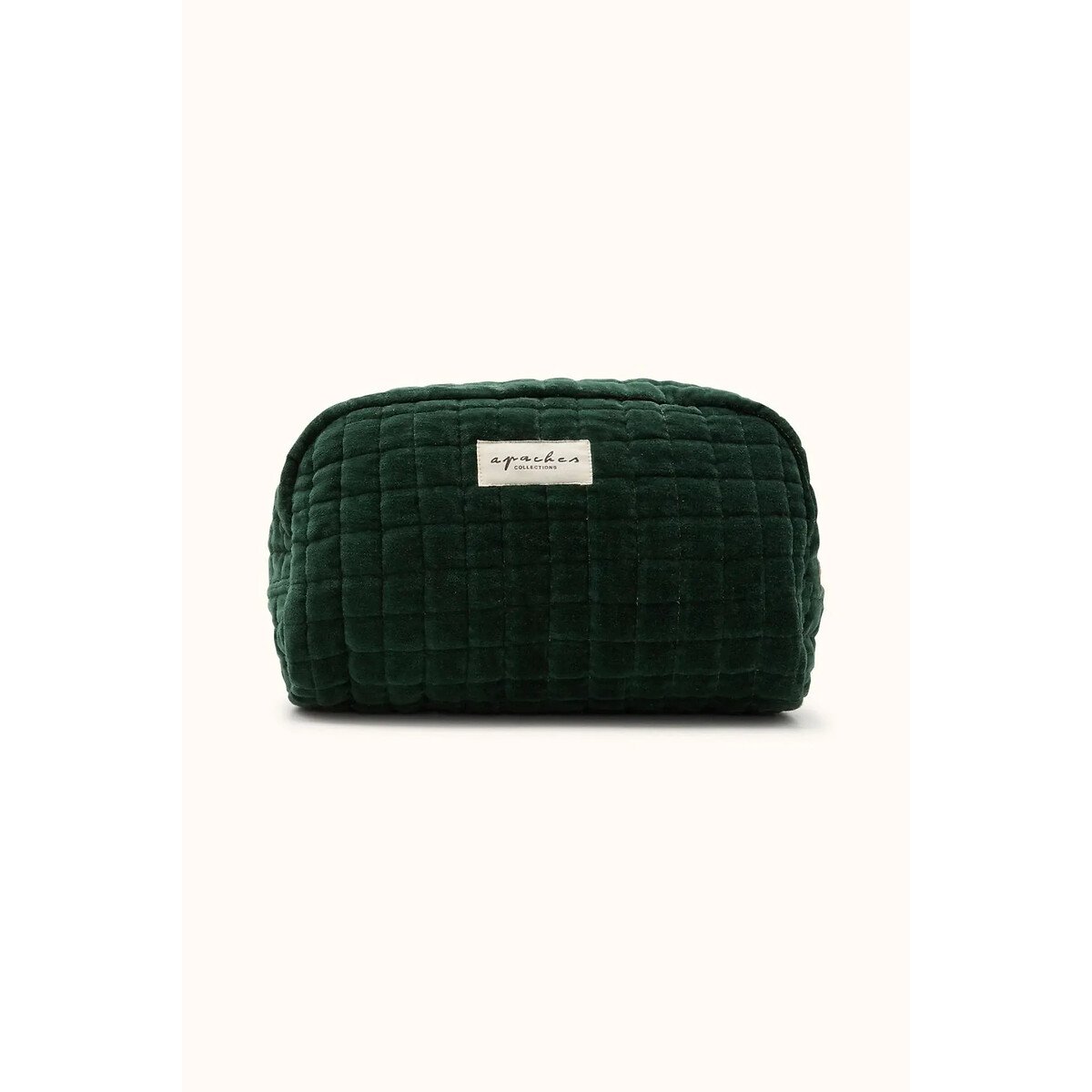 Trousse de toilette en velours, GAYANE vert forêt, APACHES COLLECTIONS