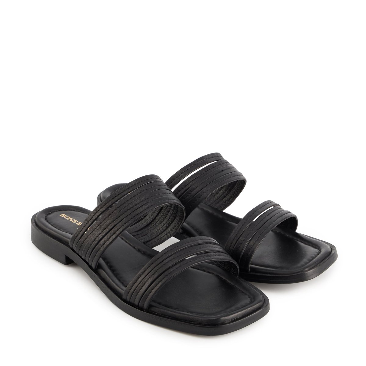 Sandales En Cuir Danaé Cuir Métallisé noir, BONS BAISERS