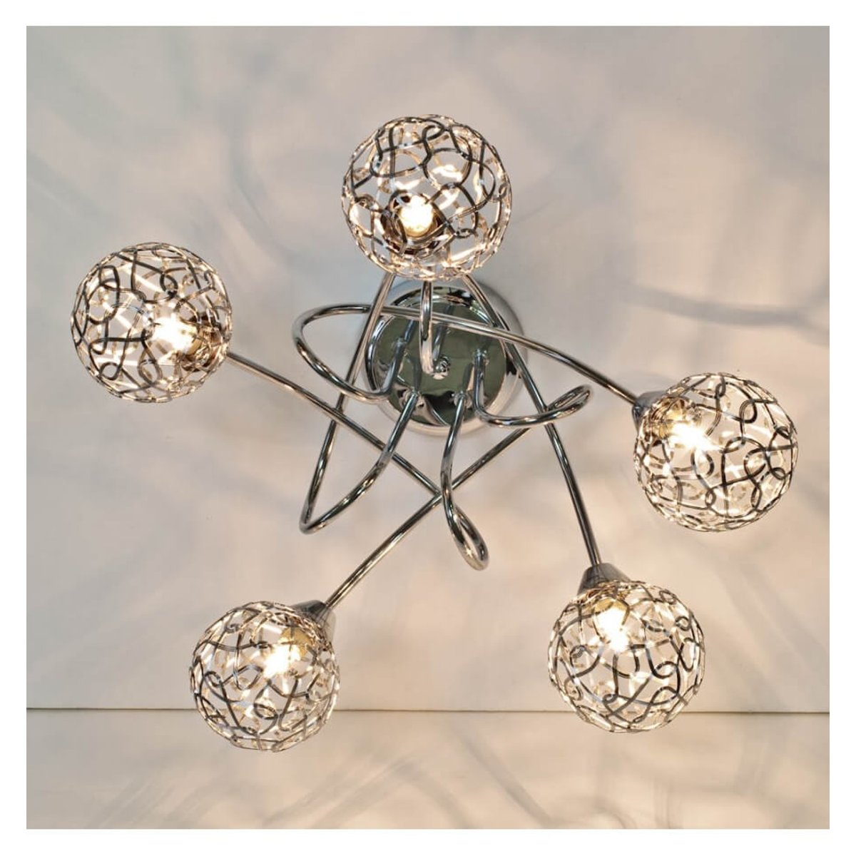 Plafonnier design à branches incurvées - APHYSE argenté / chromé, KOSILUM
