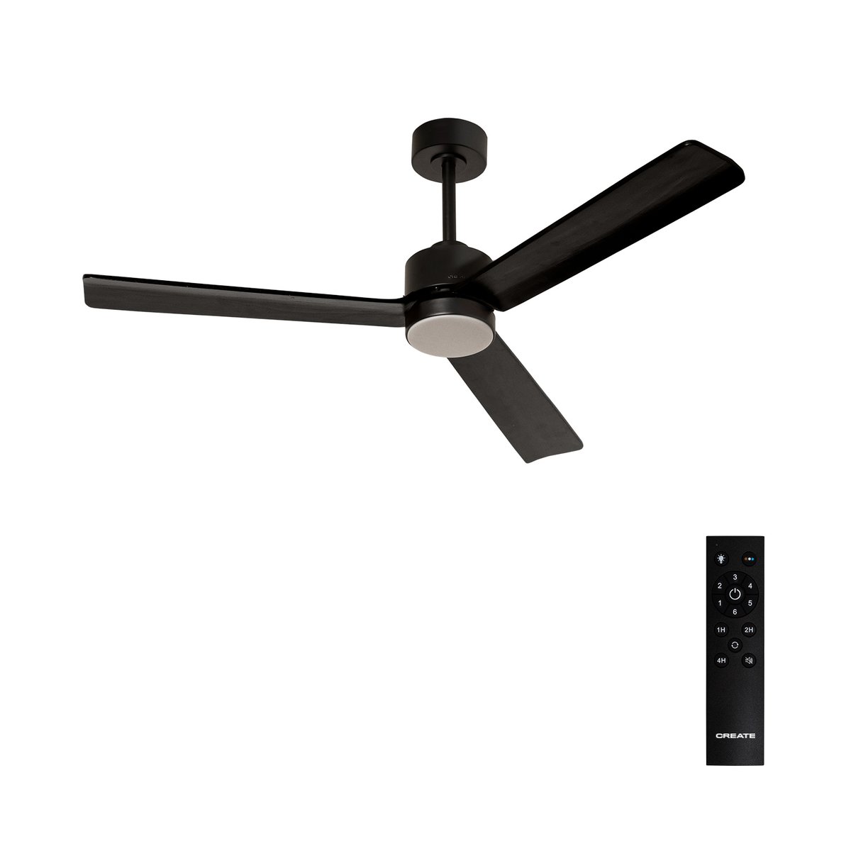 Ventilateurde plafond 40W avec lumière LED et télécommande WIND MODERN noir/noir, CREATE