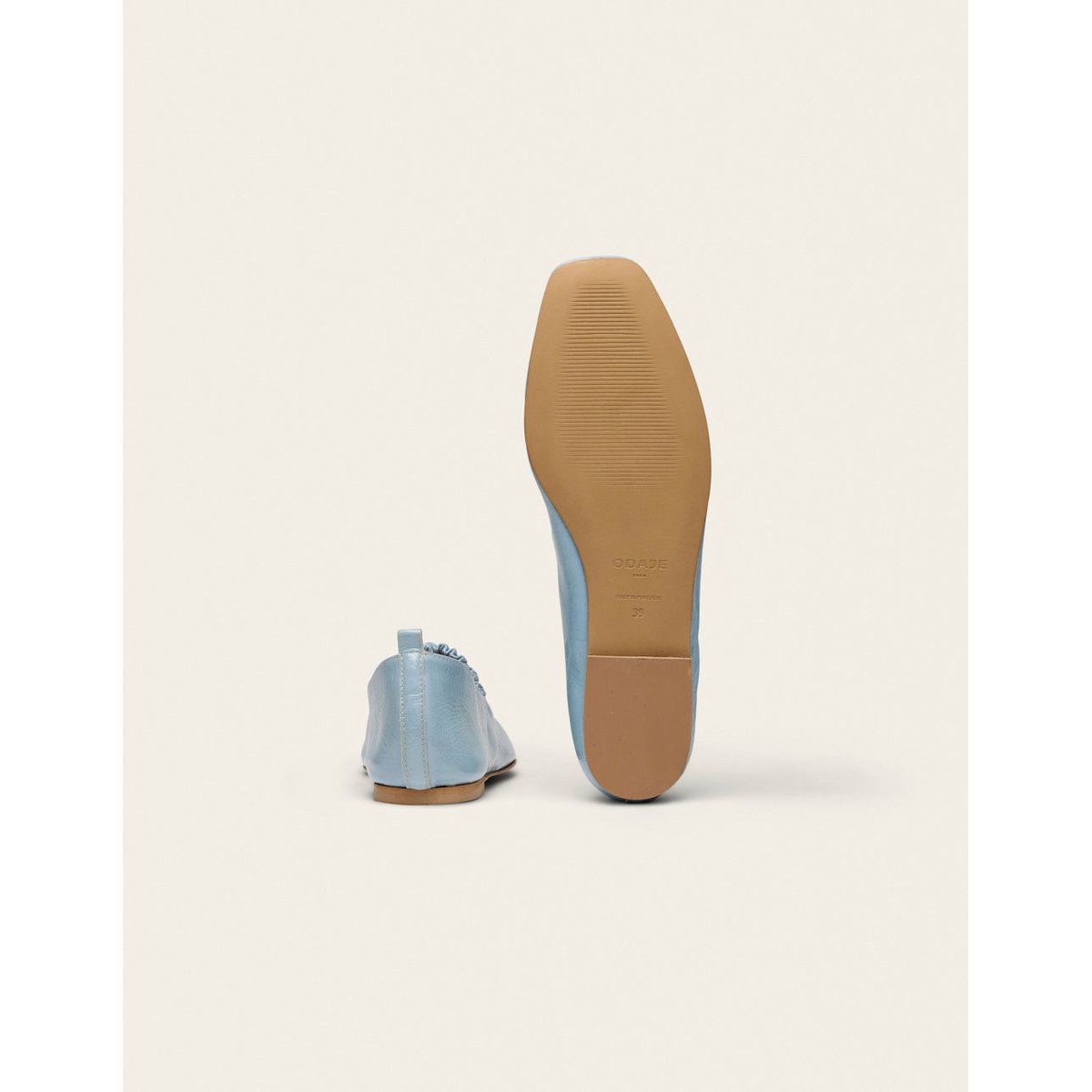 Ballerines SERRA cuir plissé verni bleu glacé, ODAJE