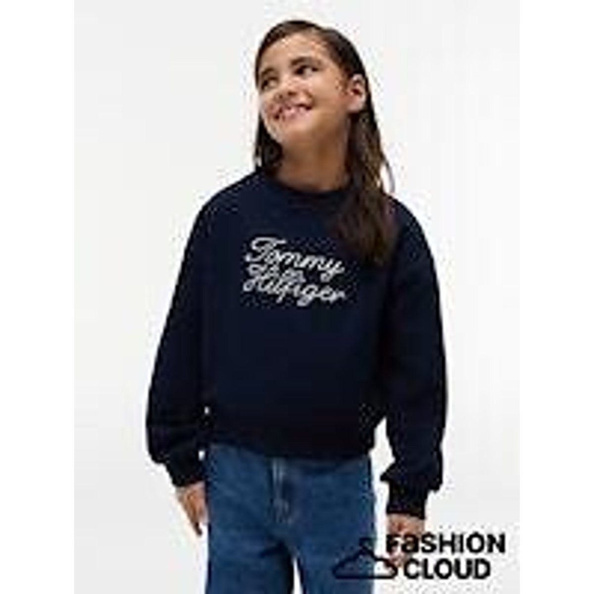 Sweater met ronde hals marineblauw, TOMMY HILFIGER
