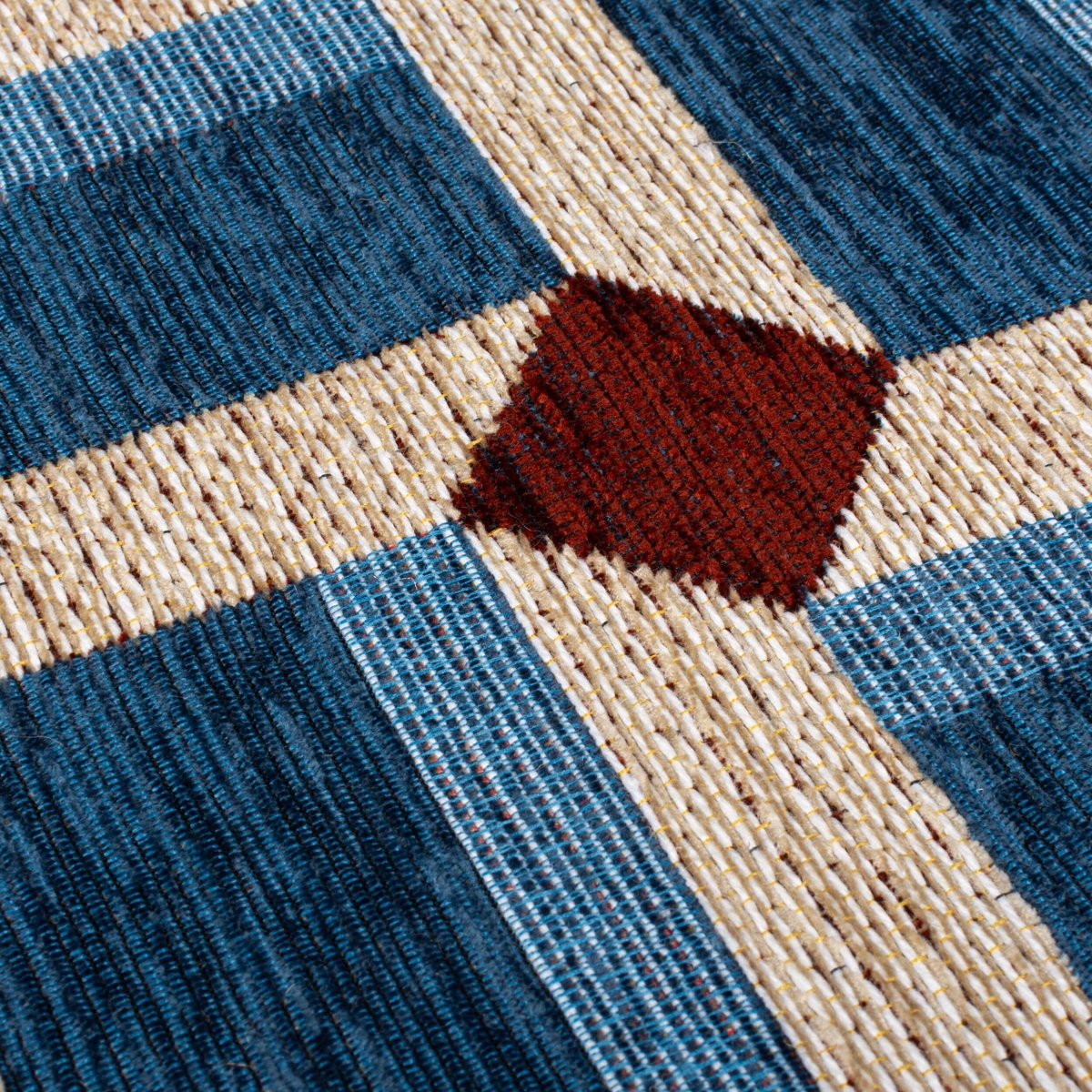 Tapis salon et chambre moderne tissé plat CLINTON bleu, NOVATREND