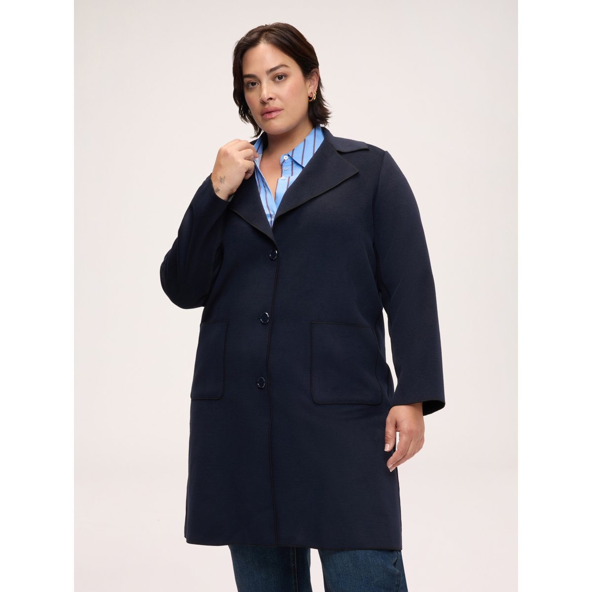Manteau avec poches plaquées bleu, FIORELLA RUBINO