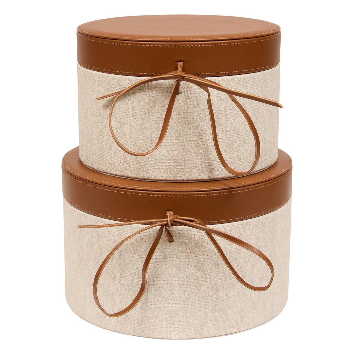 Lot de 2 boîtes rondes WHISKY crème, ATMOSPHERA