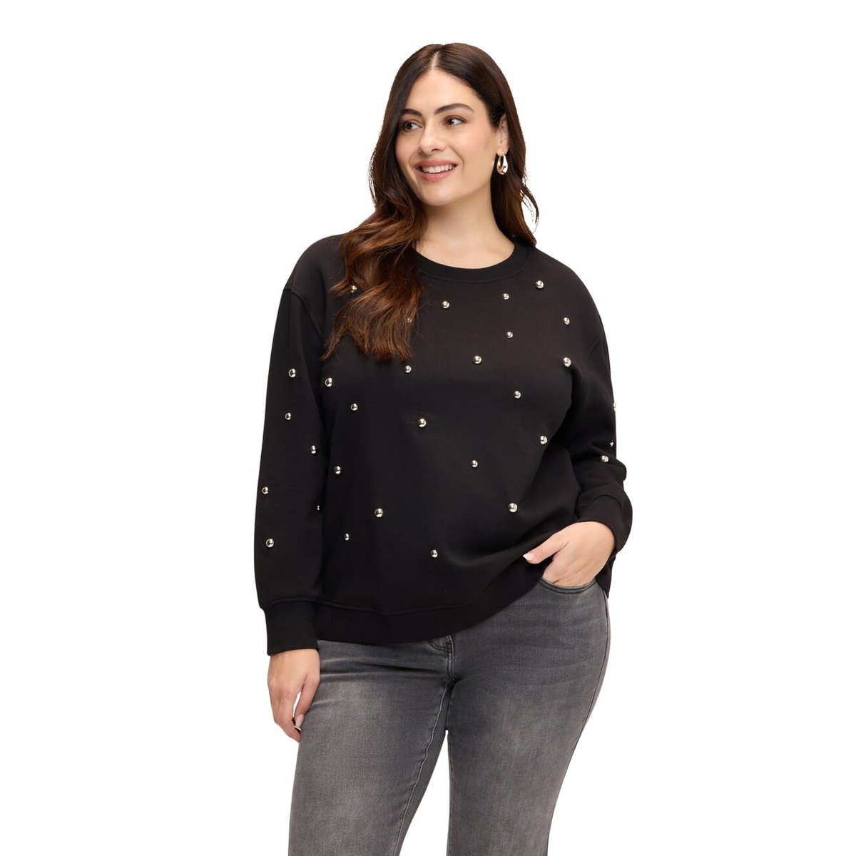 Sweat avec applications de perles noir, FIORELLA RUBINO