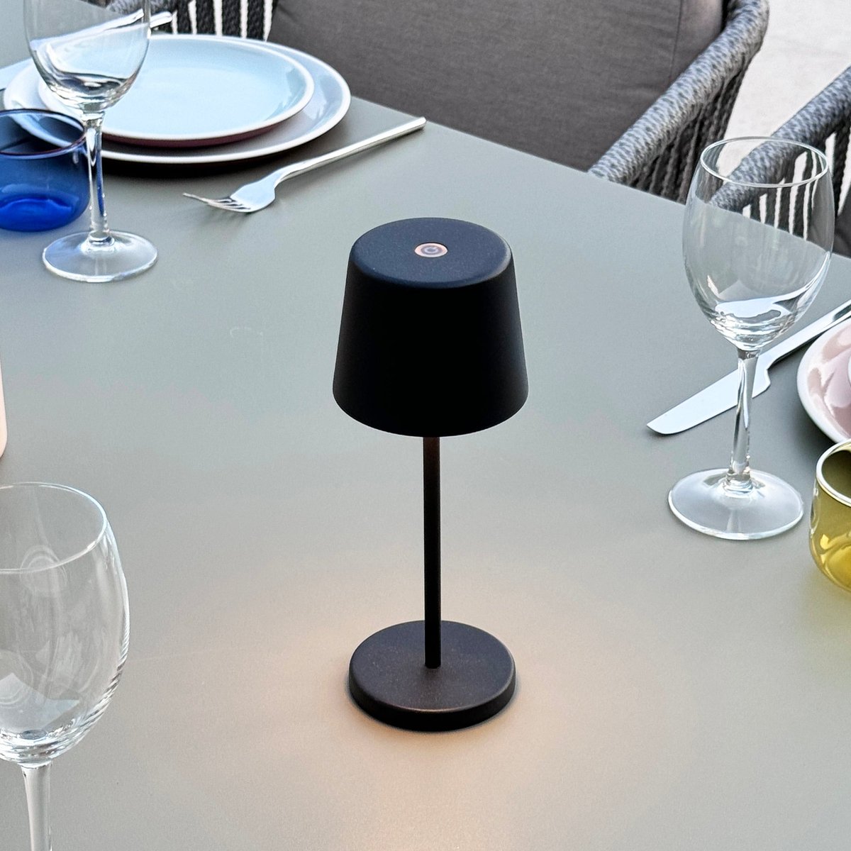 Lot de 6 Lampes de table avec socle 6x KELLY MINI noir, LUMISKY