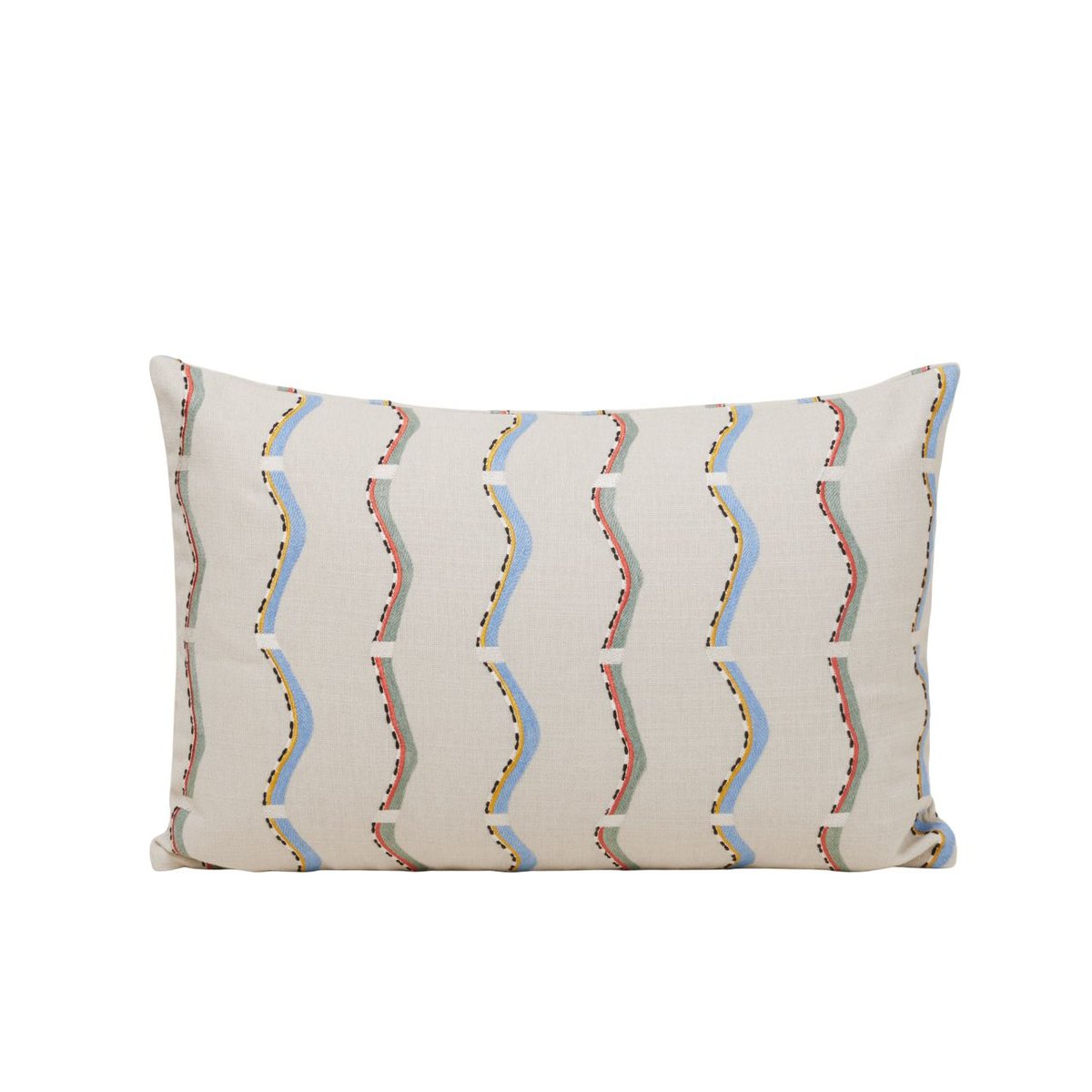Housse De Coussin en Motif en zigzag brodé TIHANI naturel et multicolore, MADURA