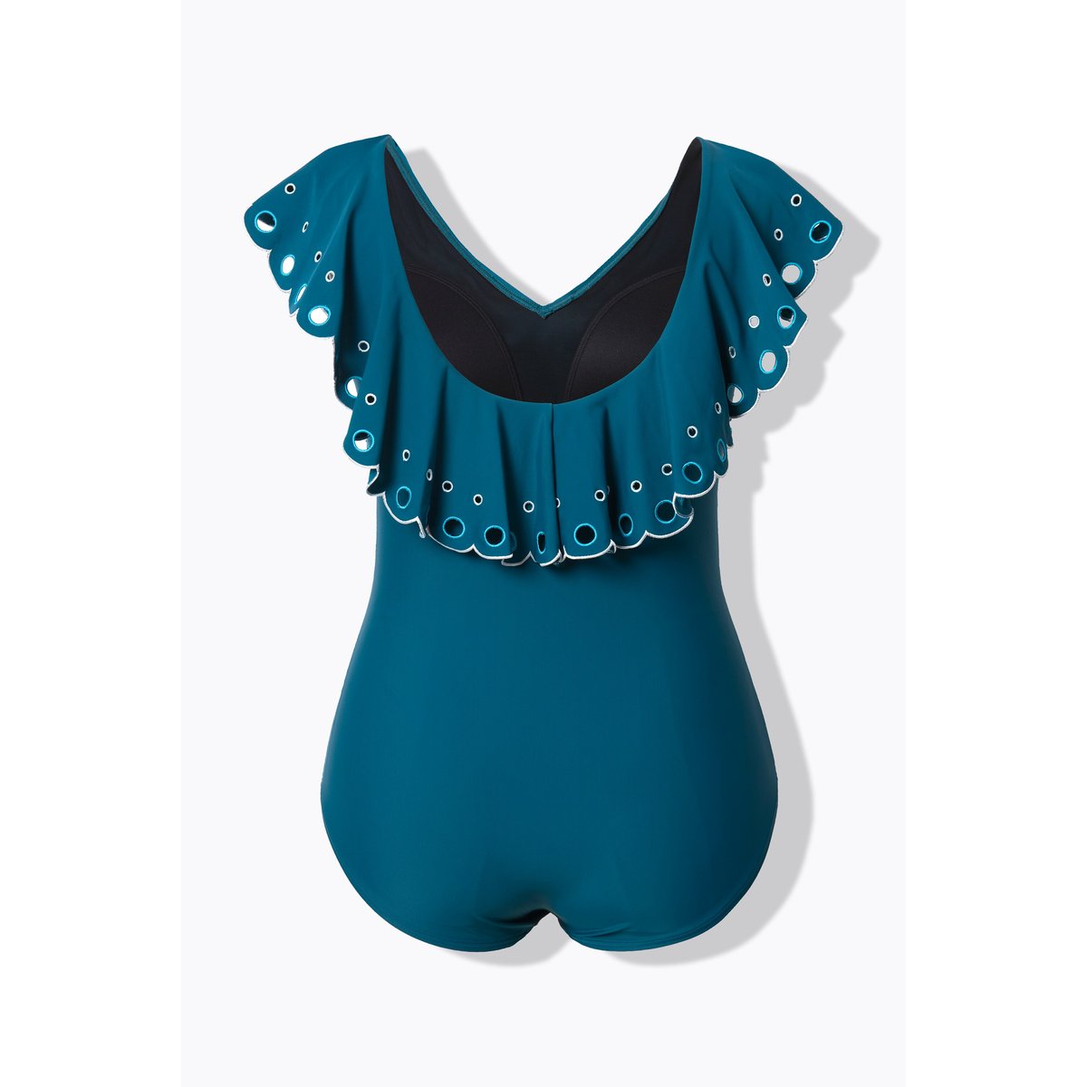Maillot de bain à bonnets souples. Volant bleu, ULLA POPKEN