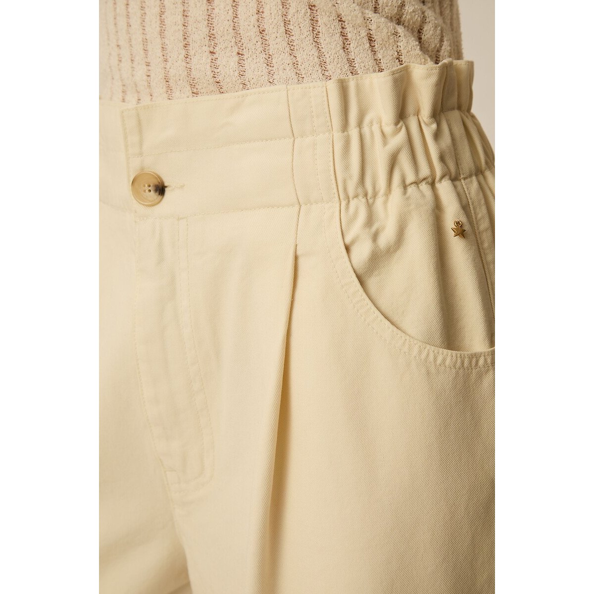 Pantalon large à pinces, LOULOU 2 crème, DES PETITS HAUTS