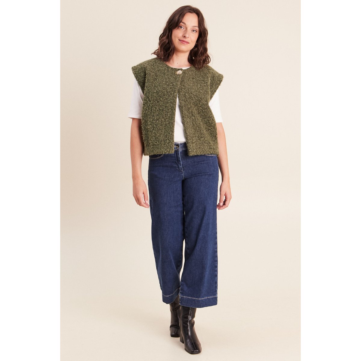 Gilet ample sans manches vert kaki, BREAL