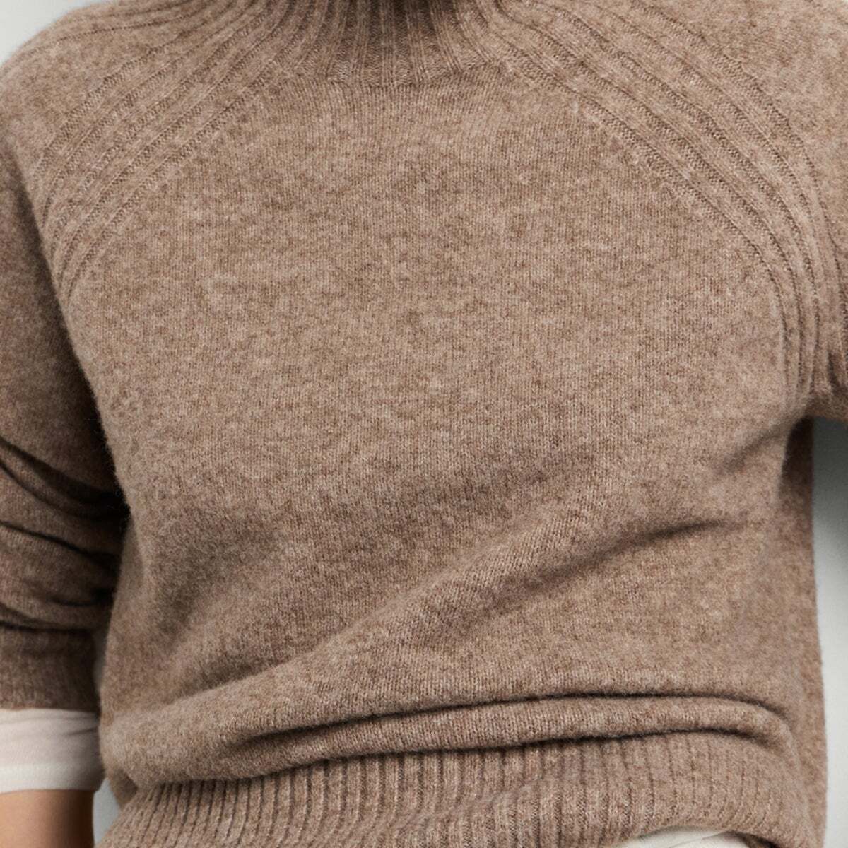 Pull À Col Montant En Maille beige pierre foncée, PEPE JEANS