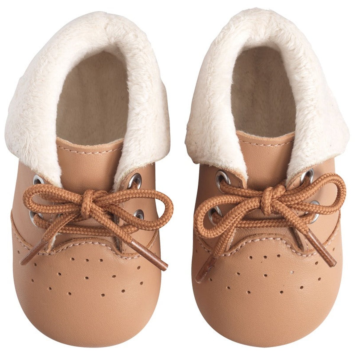 Chaussures bébé cuir souple fourrées Tichoo beige, TICHOUPS