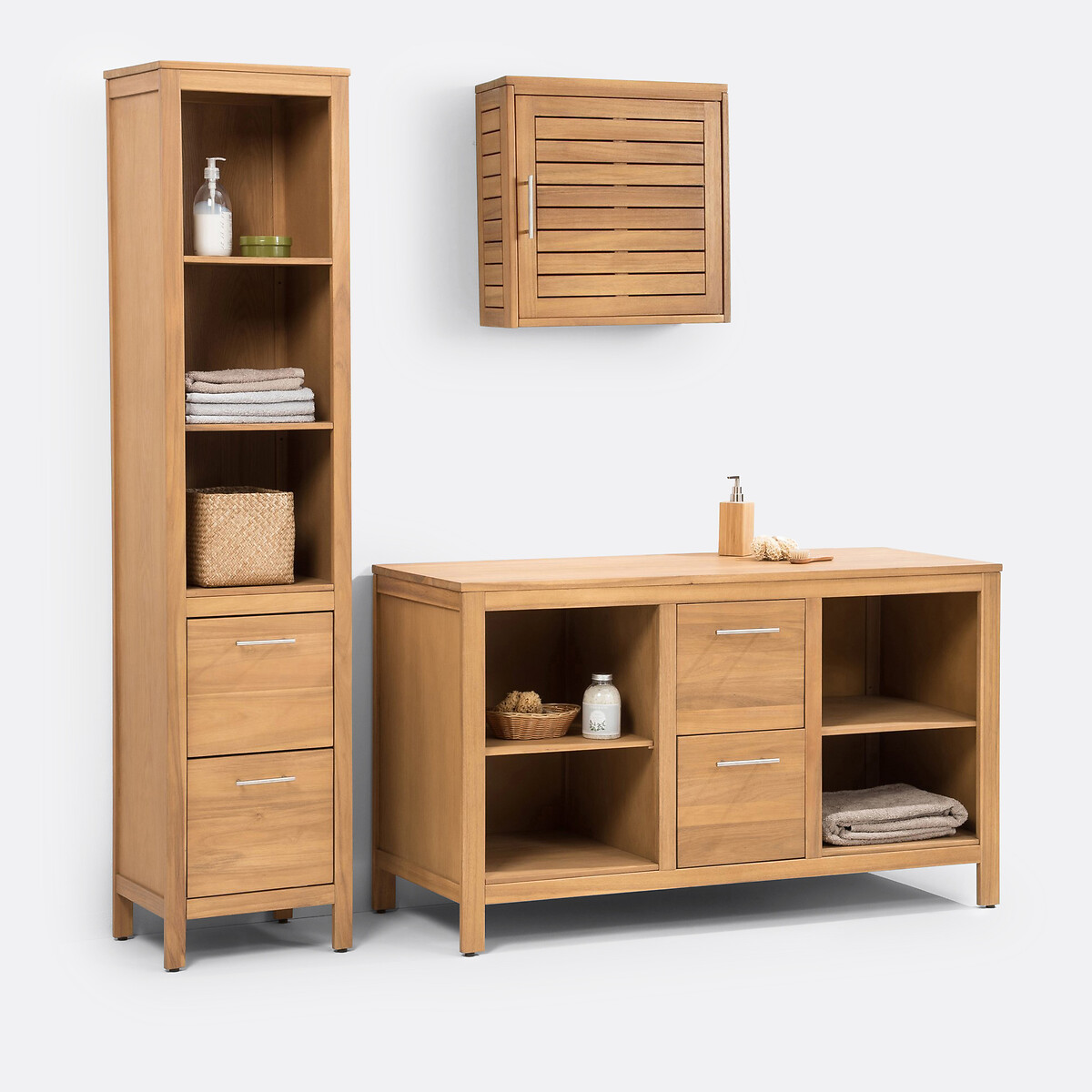 Meuble sous vasque Charon, L130 cm acacia, LA REDOUTE INTERIEURS