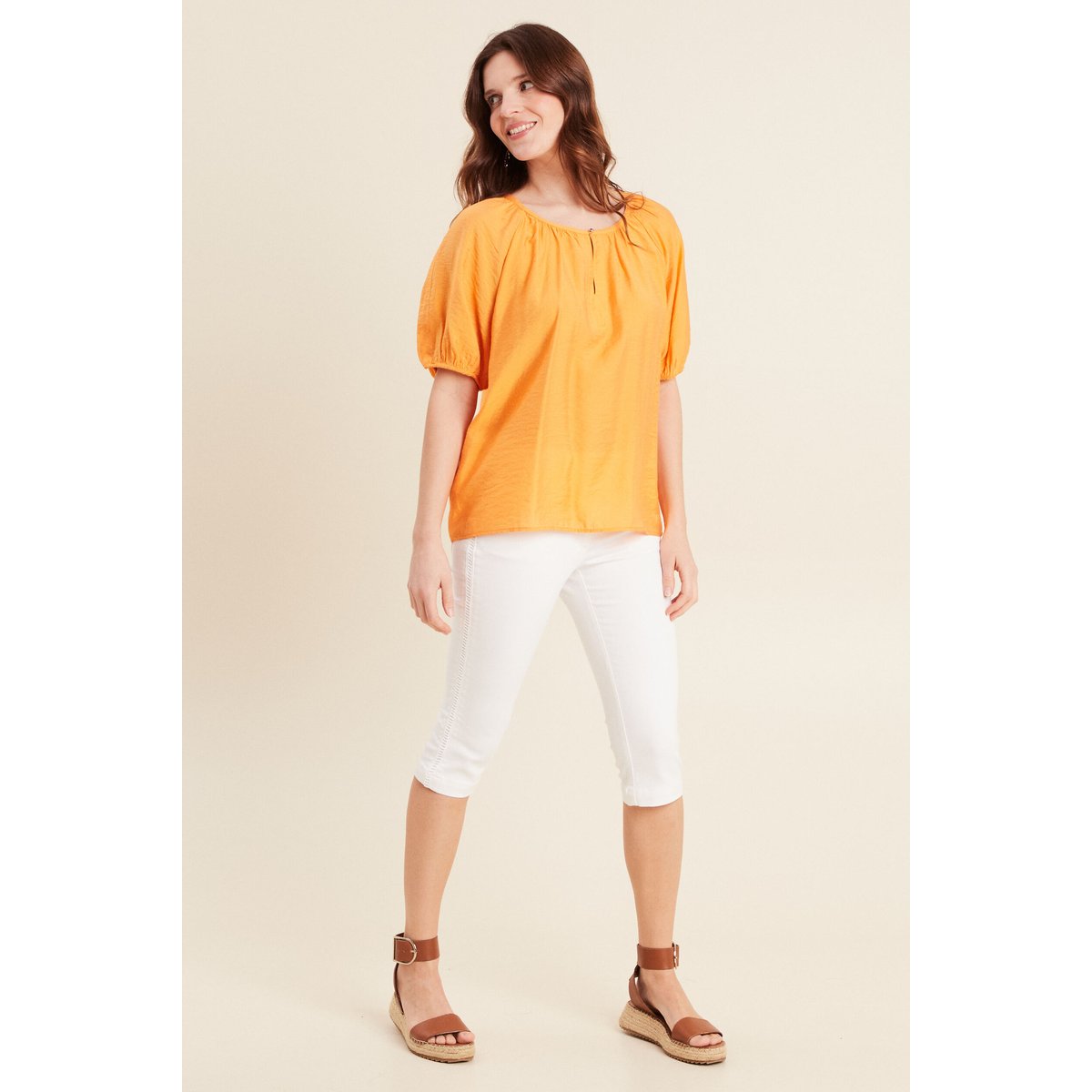 Blouse manches 3/4 orange clair, BREAL