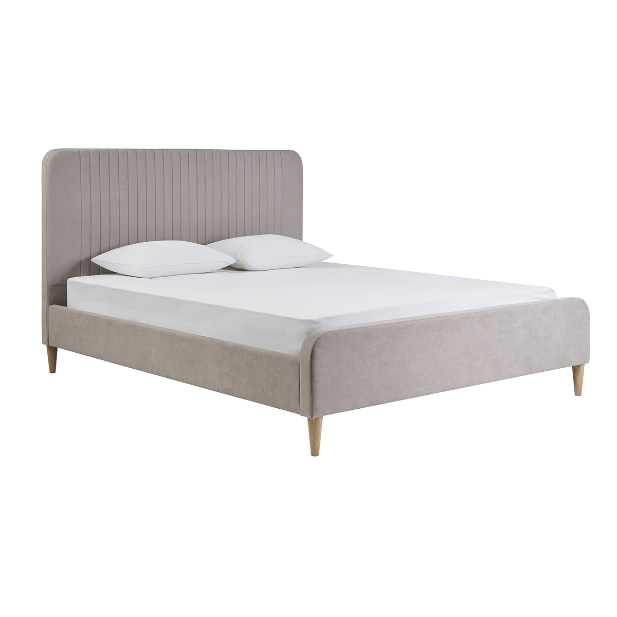 Lit 2 places 160x200 en tissu texturé taupe LINDSAY taupe, MILIBOO