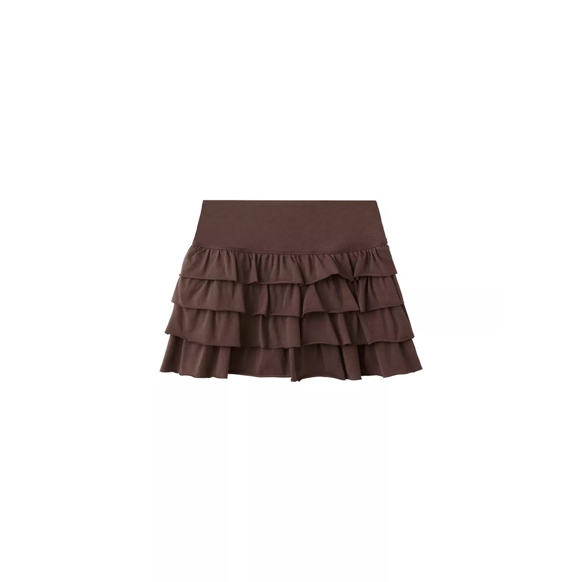 Jupe courte à volants marron, MANGO TEEN