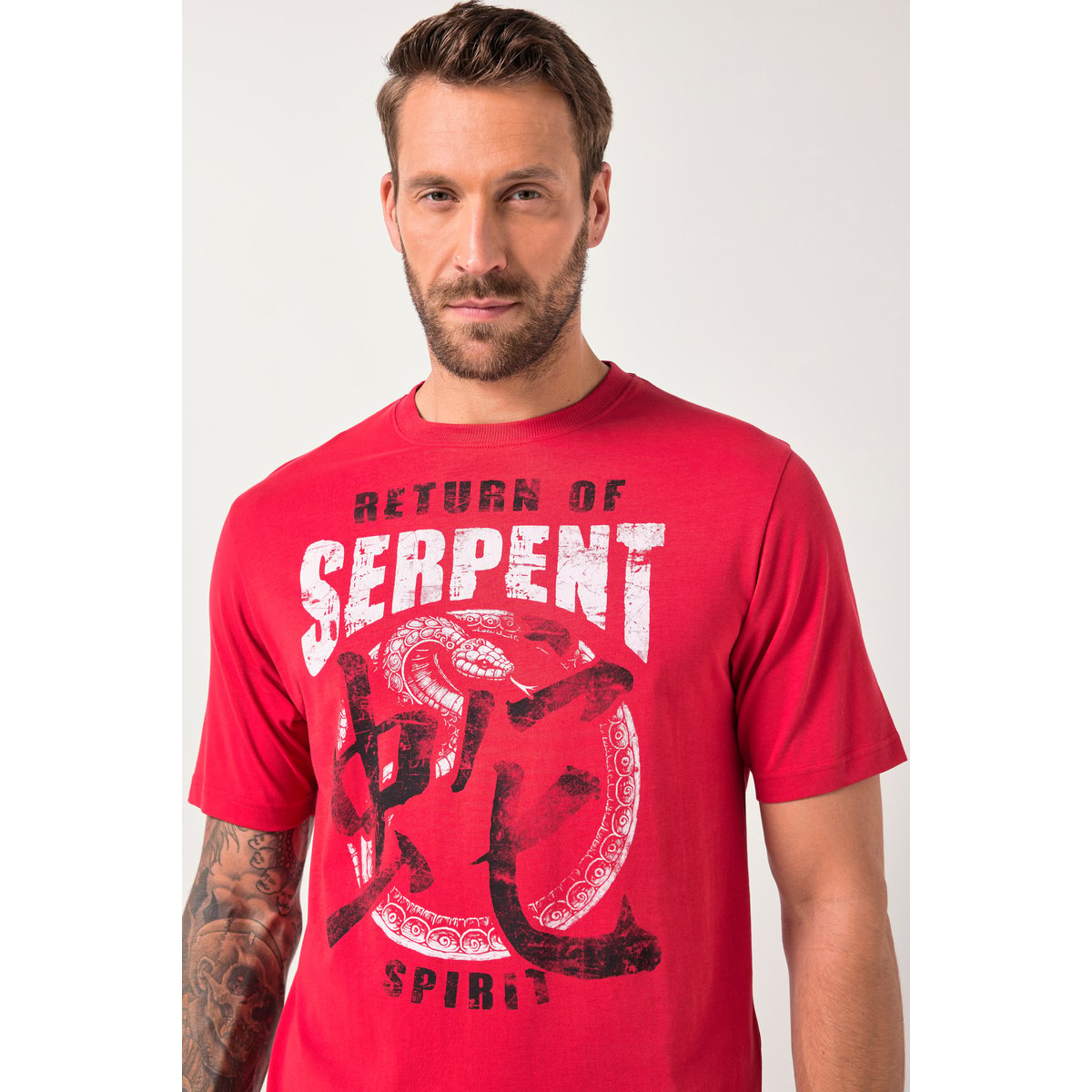 T-shirt, manches courtes et imprimé poitrine rouge velours, JP1880