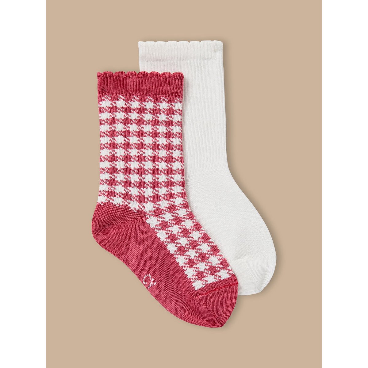 Lot de 2 paires de chaussettes vichy vichy rouge, CYRILLUS