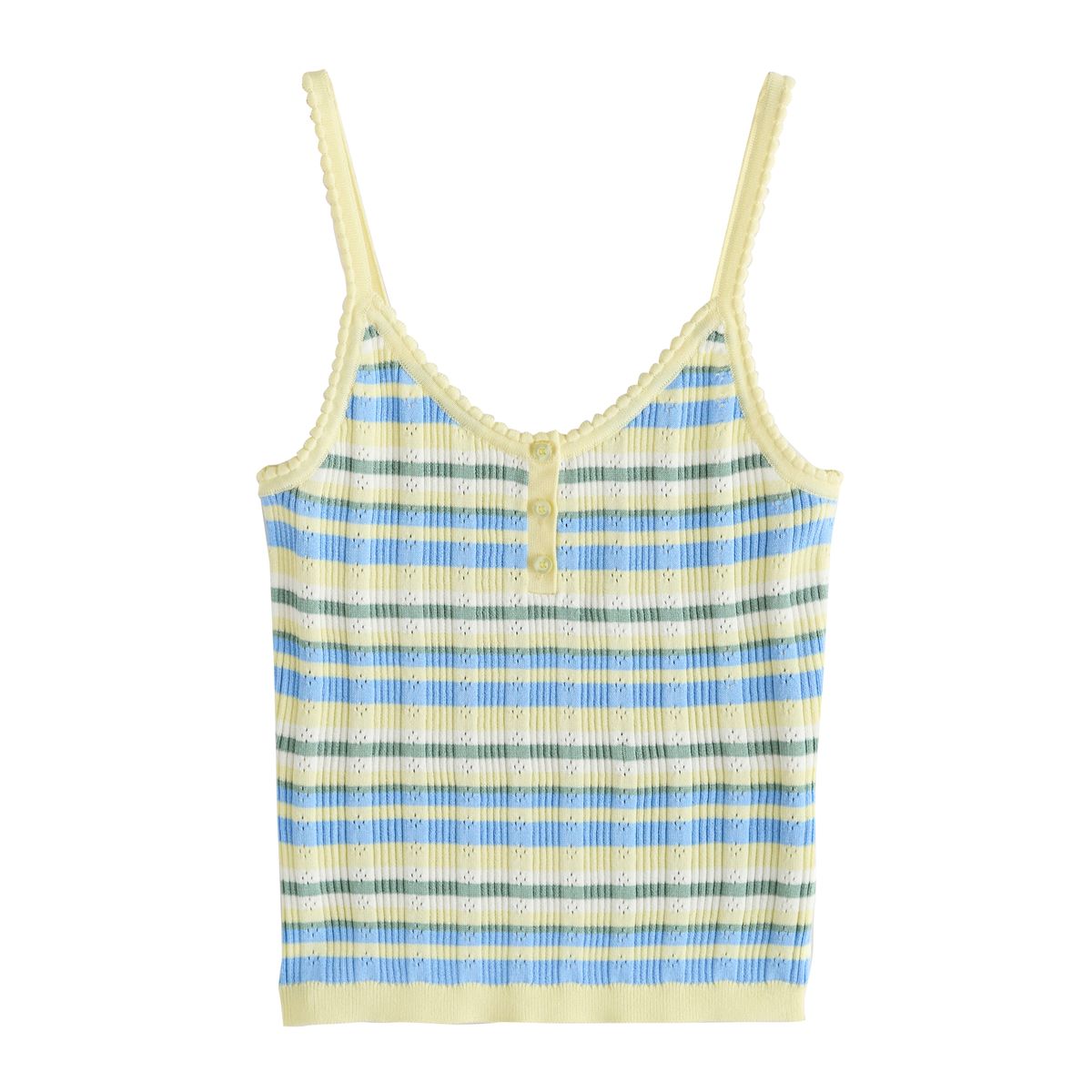 Débardeur style caraco en pointelle rayures bleu/jaune, NEXT