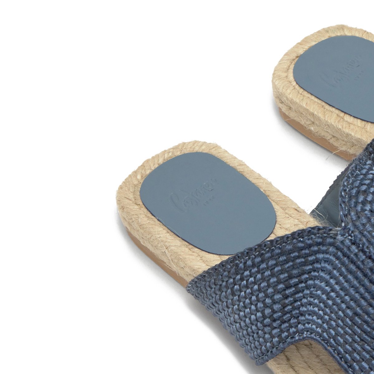 Sandales plates mules en raphia PURA PLATFORM denim, CASTANER