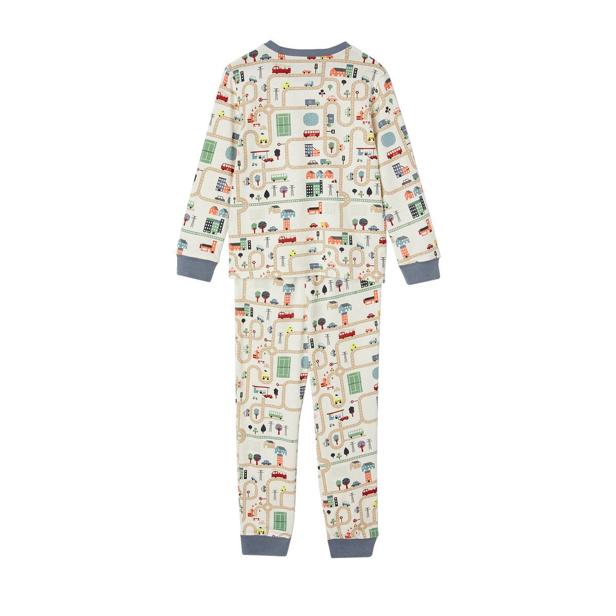 Pyjama imprimé circuit de voitures écru, VERTBAUDET