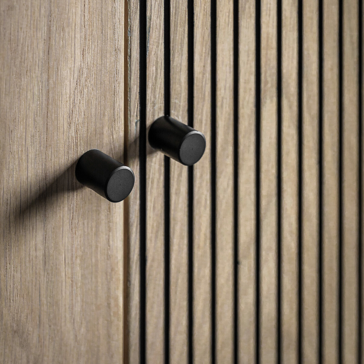 Hopewell 2 Door Oak Slatted Wardrobe natural/black, SO'HOME