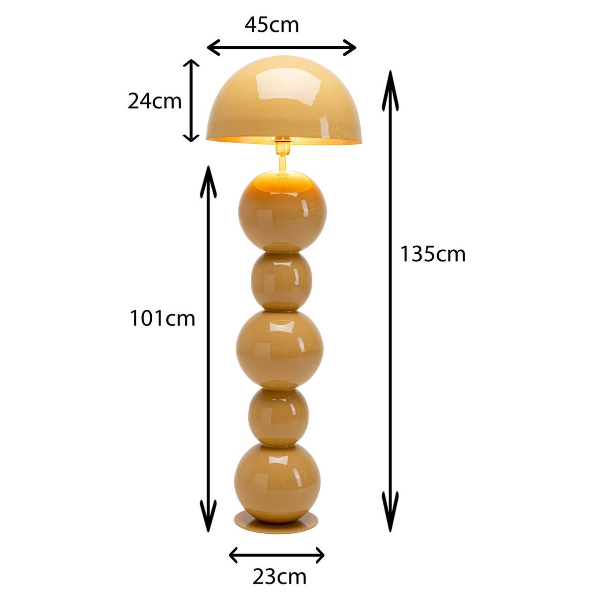 Lampadaire en acier, CANDY jaune, KARE DESIGN