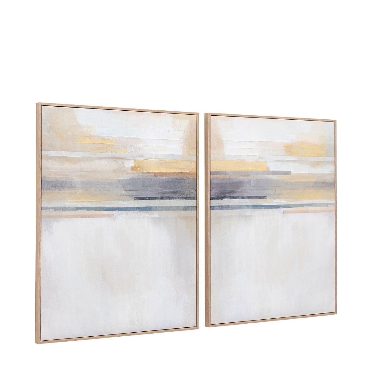 Set of 2 Modern Sunset Framed Canvas natural, ÉDITÉ