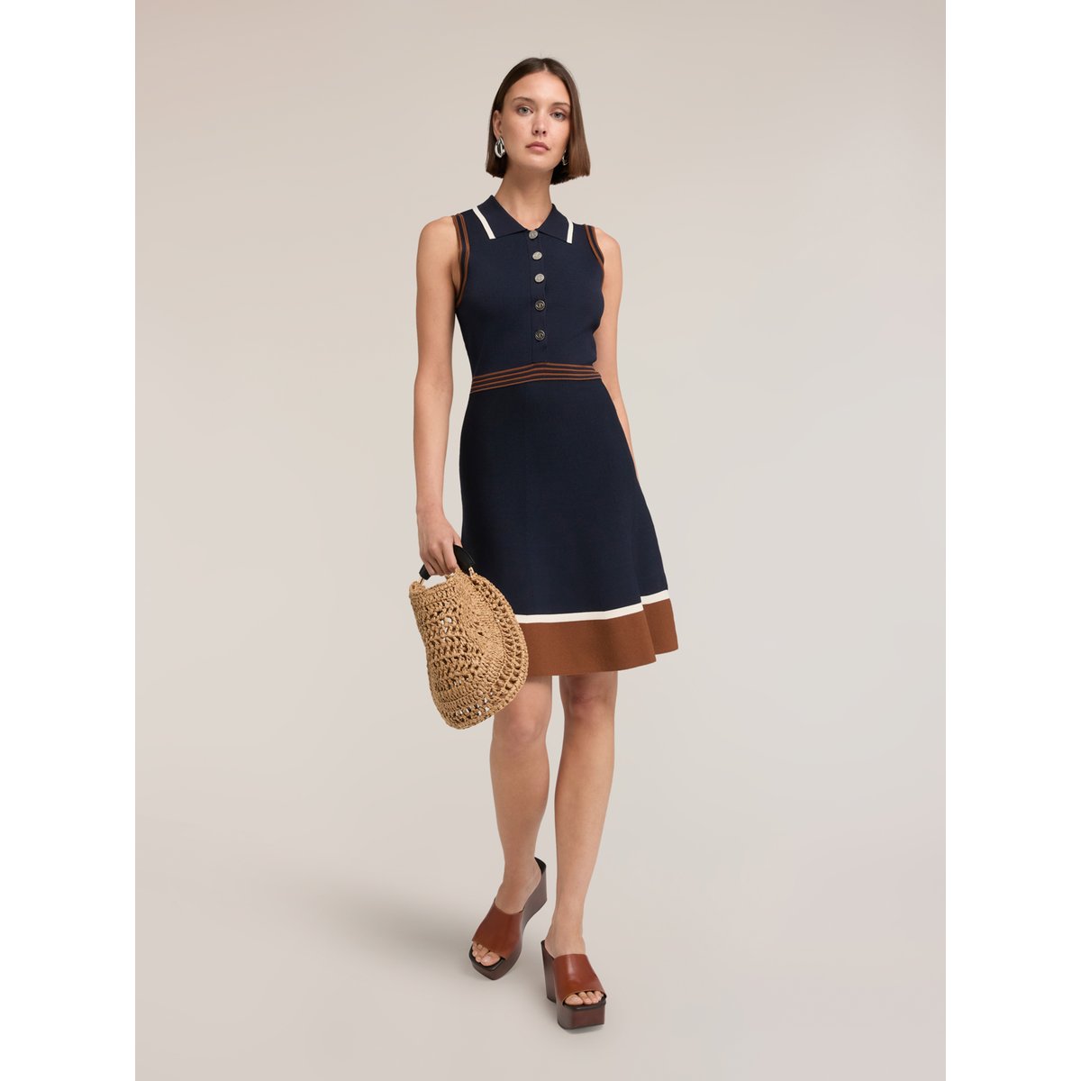 Robe ligne A avec col polo bleu, MOTIVI