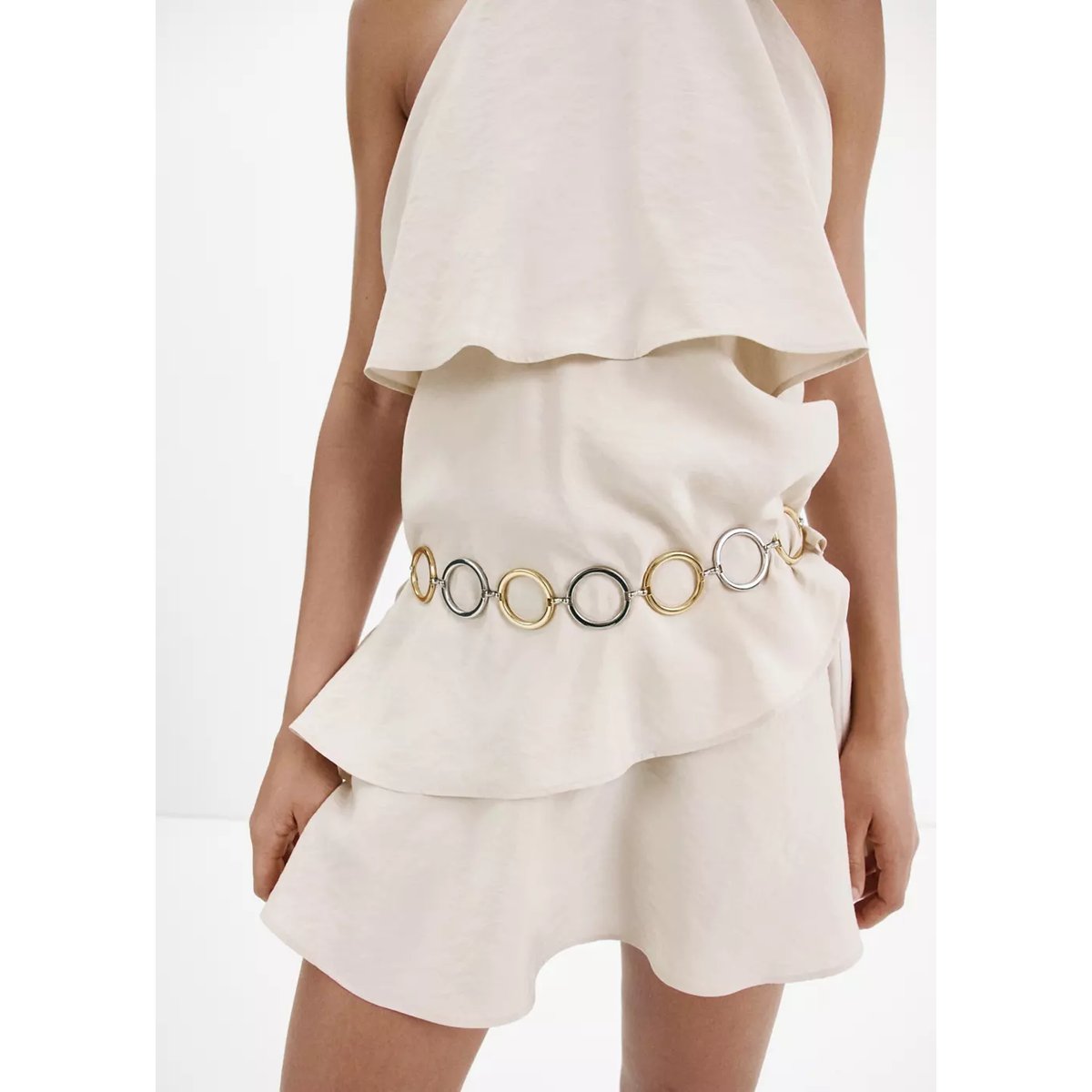Robe en modal à volants écru, MANGO