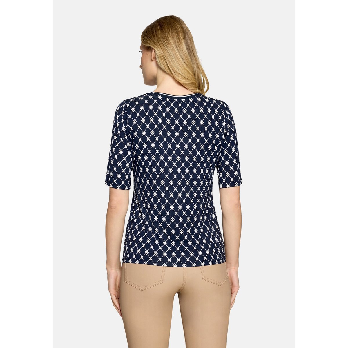 T-shirt basique à bordures côtelées bleu/blanc, BETTY BARCLAY
