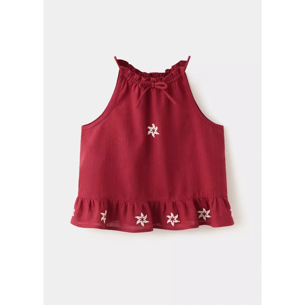Top dos-nu avec détails brodés bordeaux, MANGO KIDS