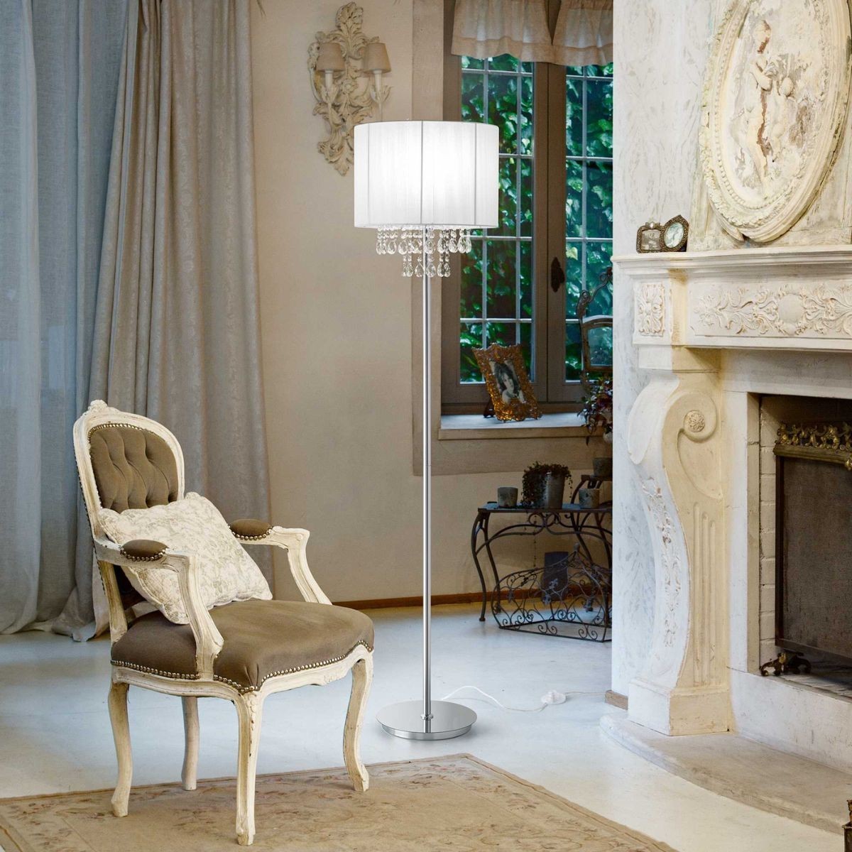 Lampadaire OPERA argenté, IDEAL LUX