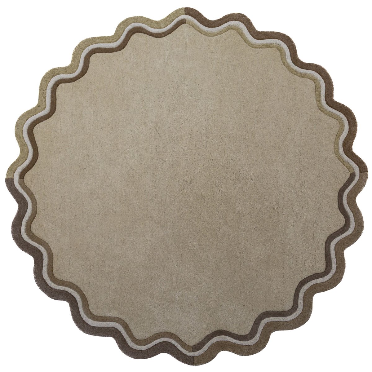 Tapis en laine rond LOIS SCALLOP beige, FLAIR RUGS