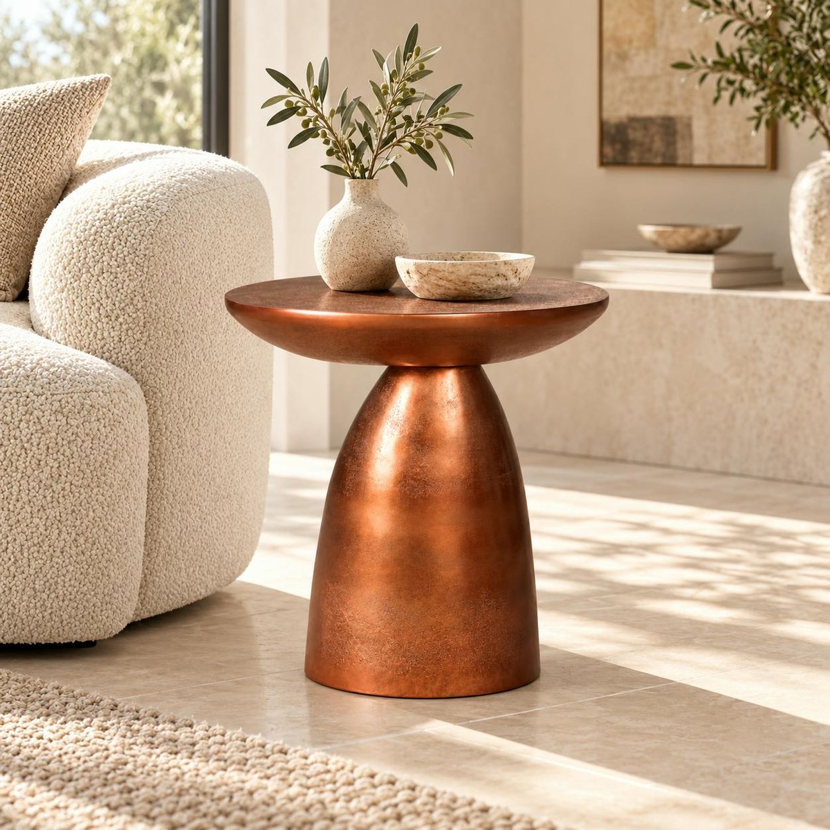 Bout de canapé design en aluminium finition cuivrée KANO doré, PIER IMPORT