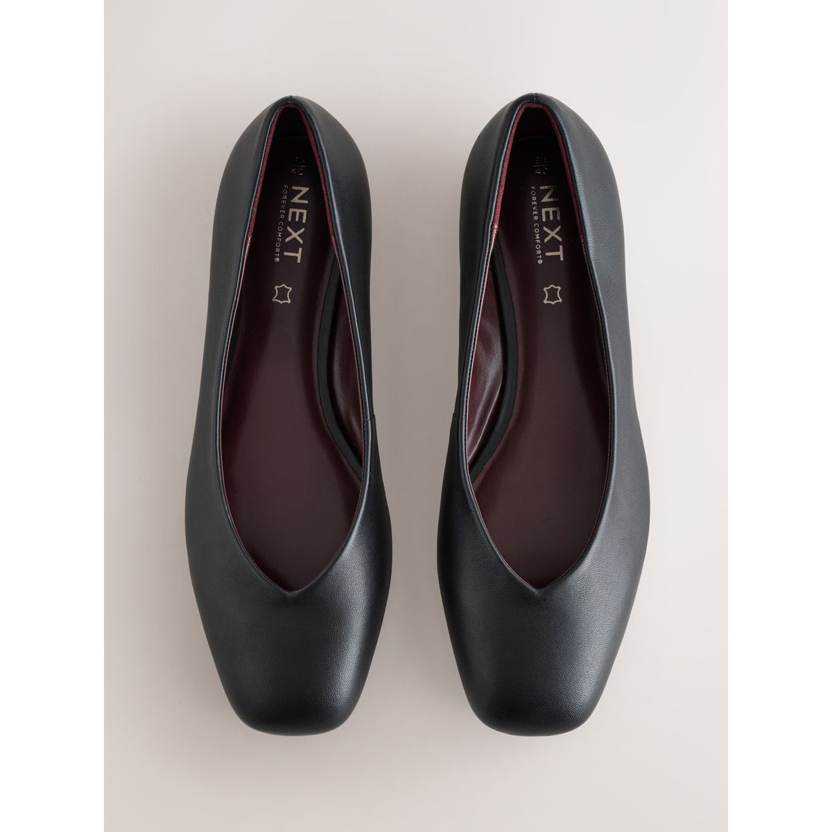 Ballerines en cuir carrées forever comfort® noir, NEXT
