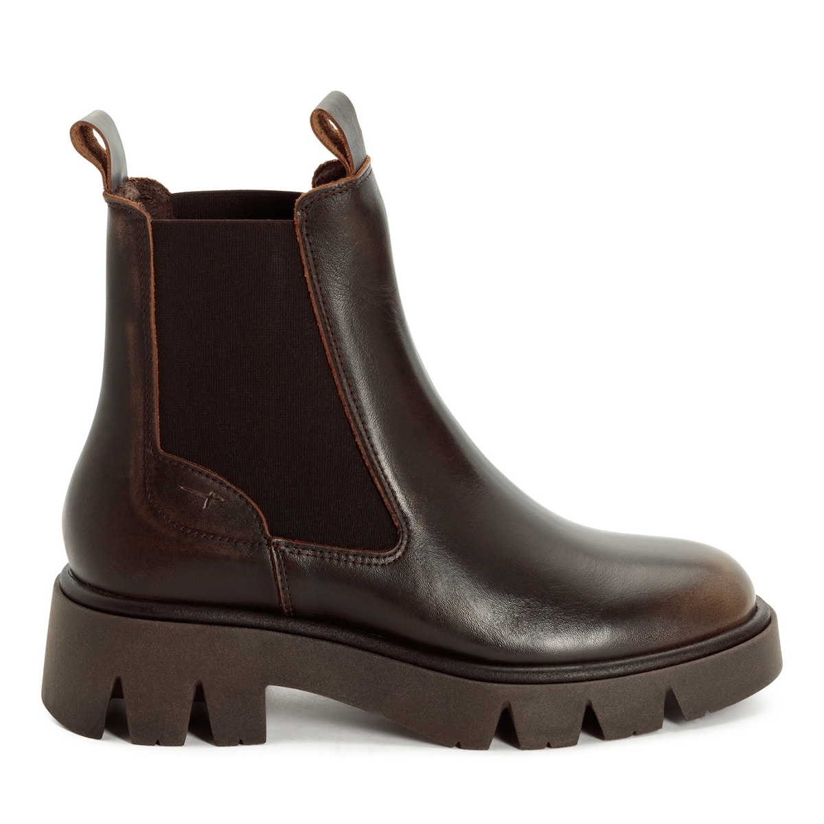 Bottine Chelsea en cuir marron boue, TAMARIS
