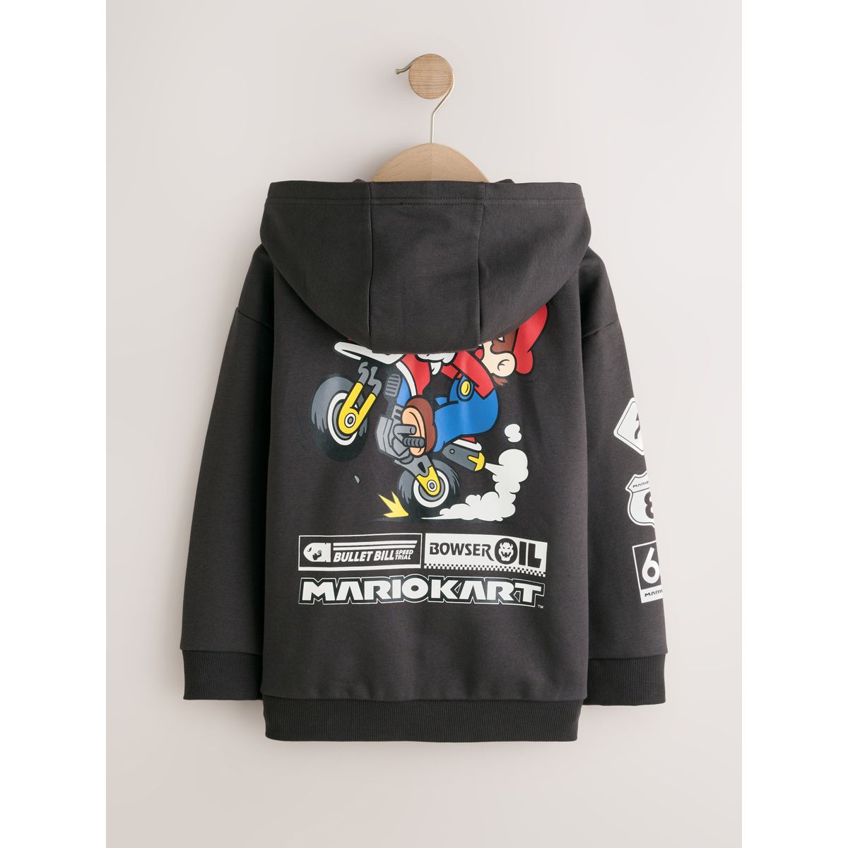 Sweat à capuche zippé mario gris anthracite, NEXT
