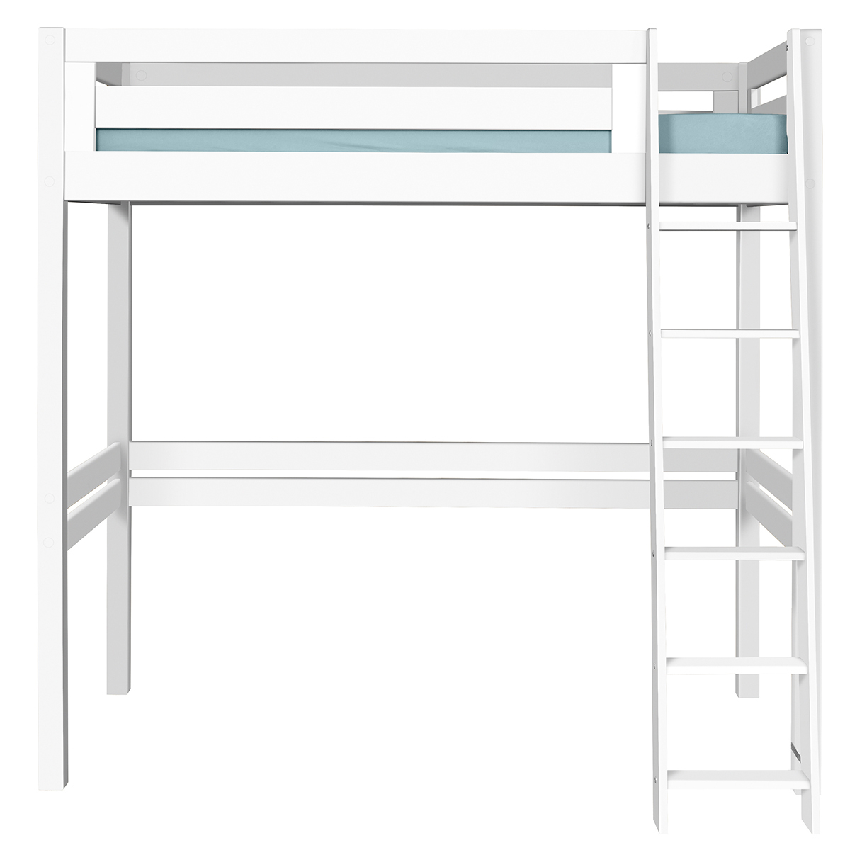 Pack lit mezzanine 1 place avec matelas Bois massif  ORSAI blanc, AKITEN RETAIL
