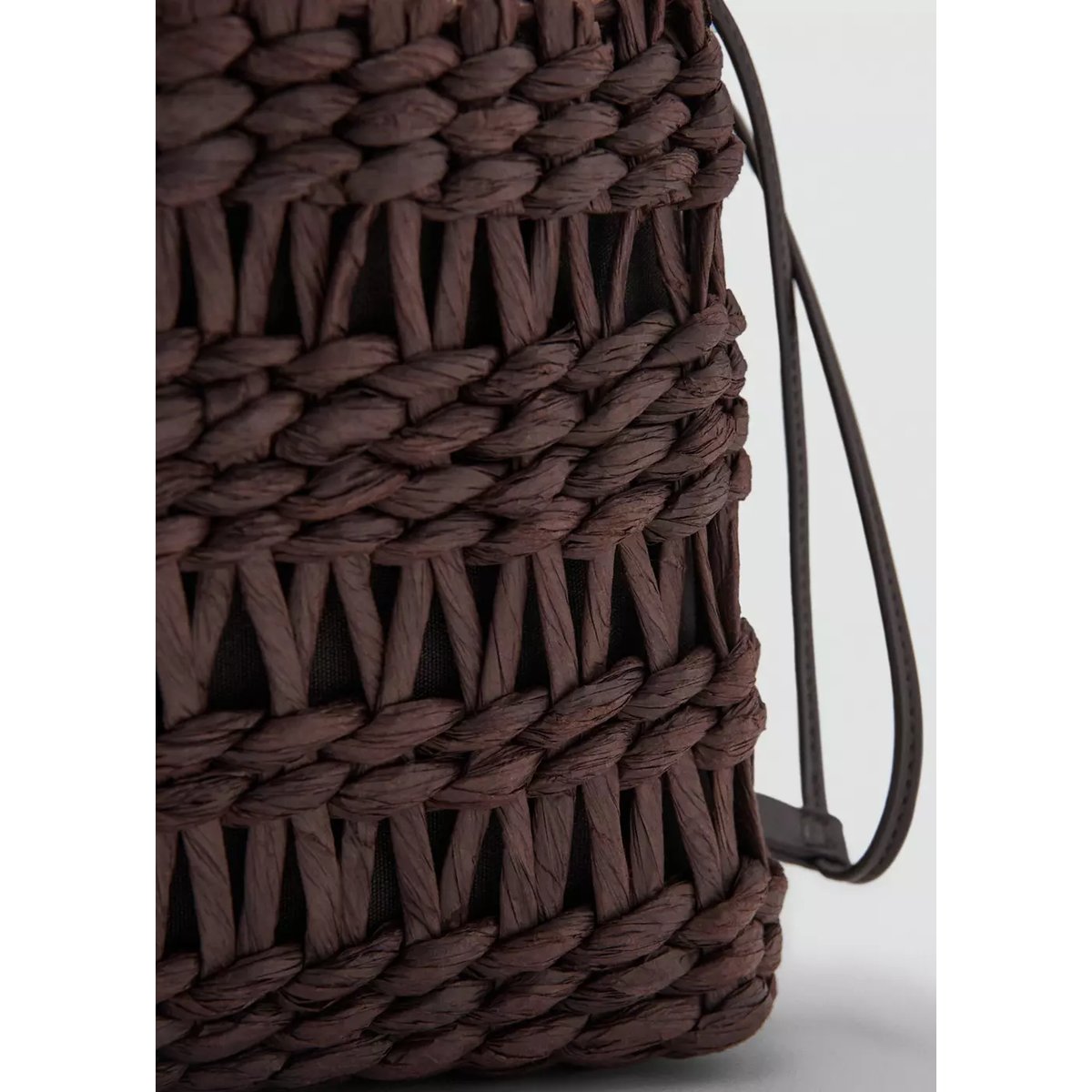 Sac moyen tote en fibres naturelles chocolat, MANGO