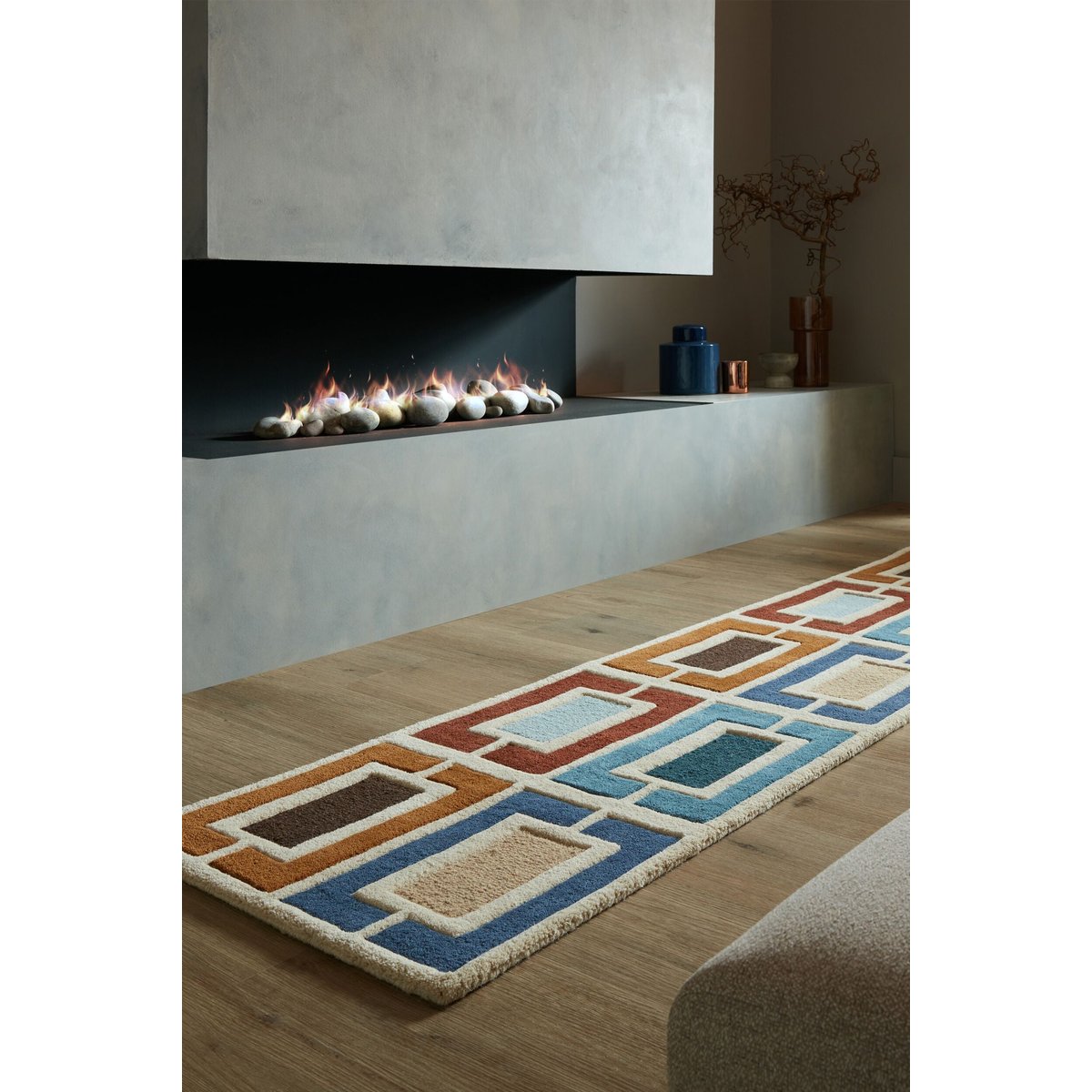 Tapis en laine de couloir BLOCKS RETRO multicolore, FLAIR RUGS