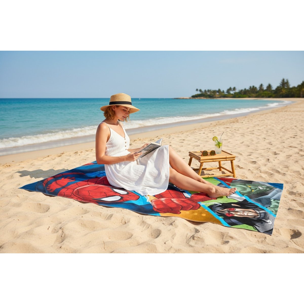 Serviette de bain ou drap de plage 70 x 150 cm rouge, EDEN