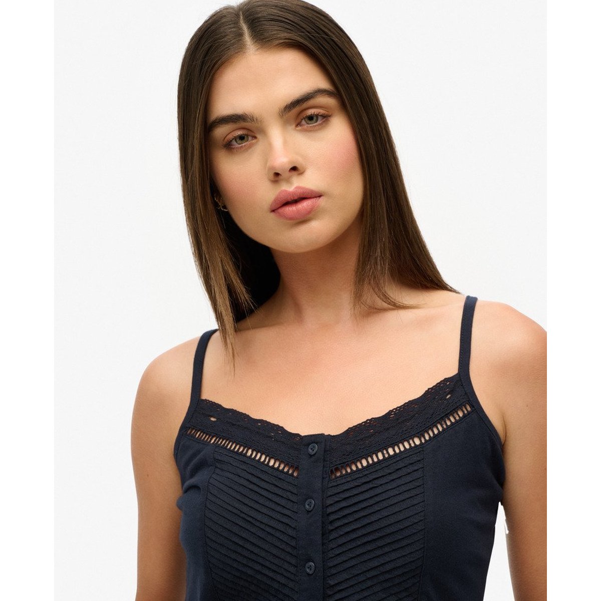 Caraco boutonné à dentelle bleu marine éclipse, SUPERDRY