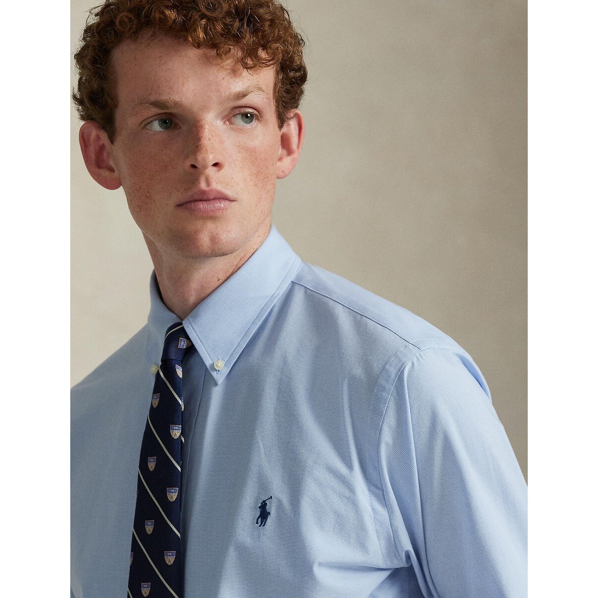 Chemise Custom Fit en popeline stretch bleu/blanc, POLO RALPH LAUREN