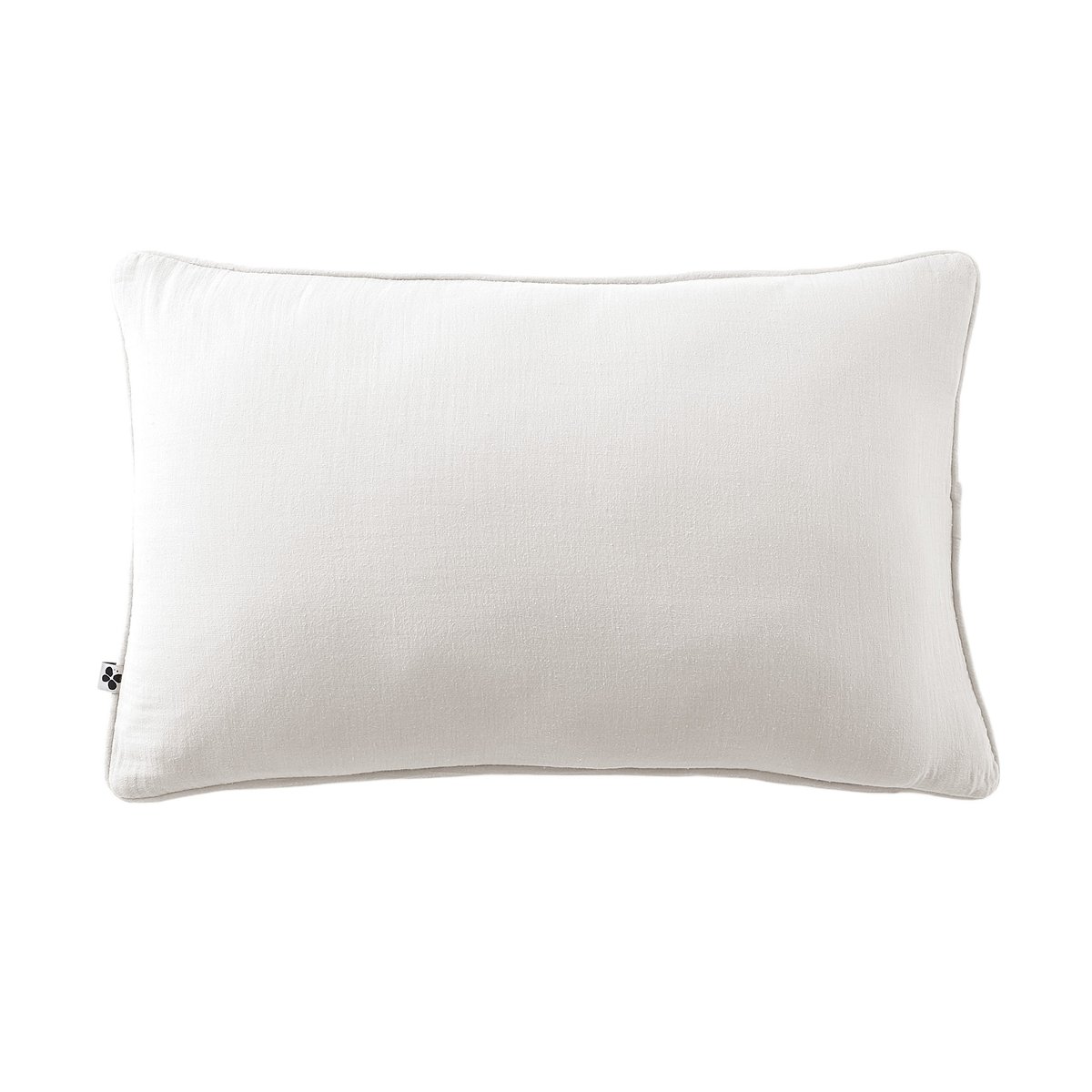 Coussin déhoussable GAIA– Gaze de coton avec passepoil élégant blanc, EDEN