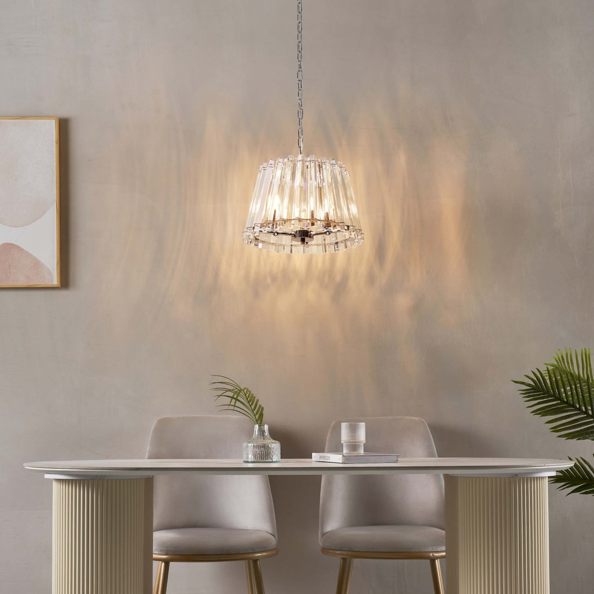 Suspension trapèze avec cristaux - ORISTANO transparent et chromé, KOSILUM