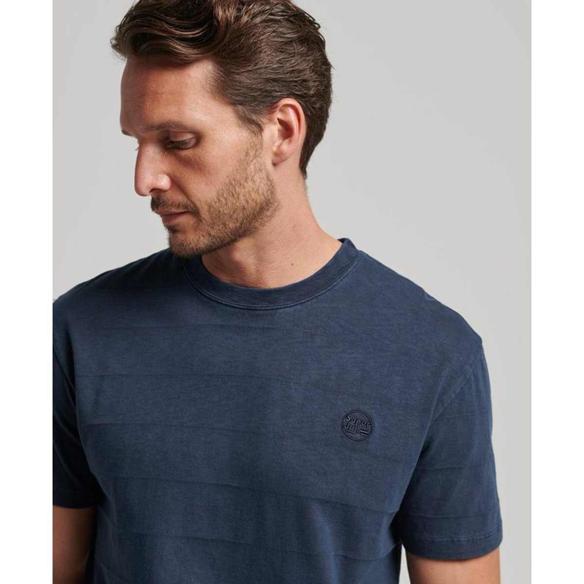 T-shirt Vintage texturé en coton bio bleu marine éclipse, SUPERDRY