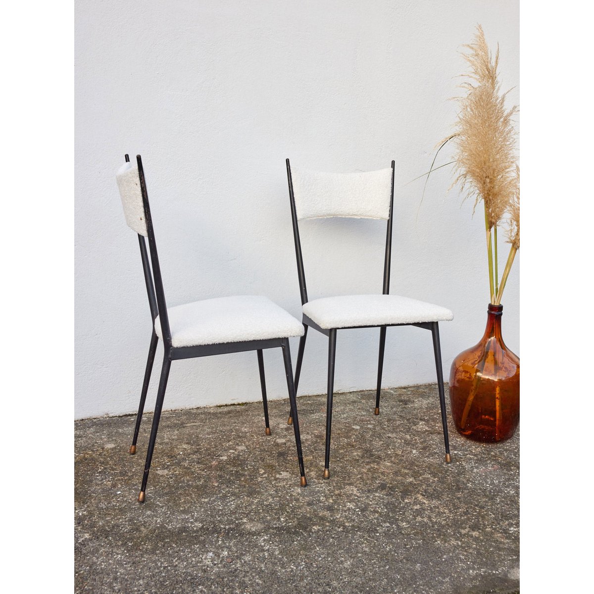 Paire de chaises en métal Alma N°1048 - Bon état blanc, DEBONGOUT
