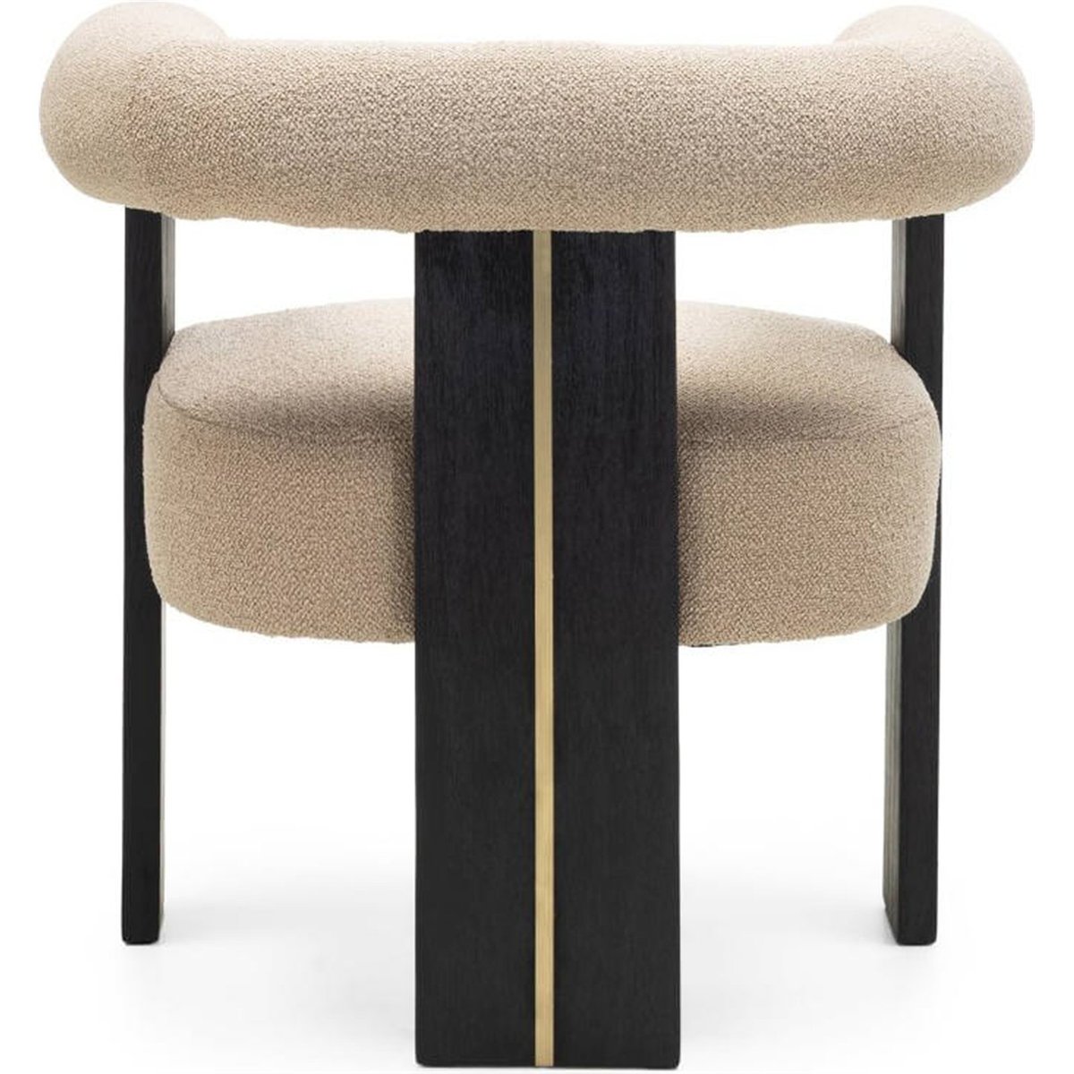 Chaise tapissée collection MARGARET, Bois beige clair, noir et détail doré, RECOLLECTION
